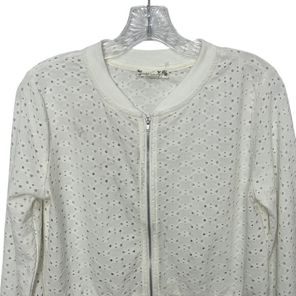 Knitworks Eyelet Zip-Up Jacket Girls  Size 16 White Plus Size Front Zipper - Picture 4 of 10